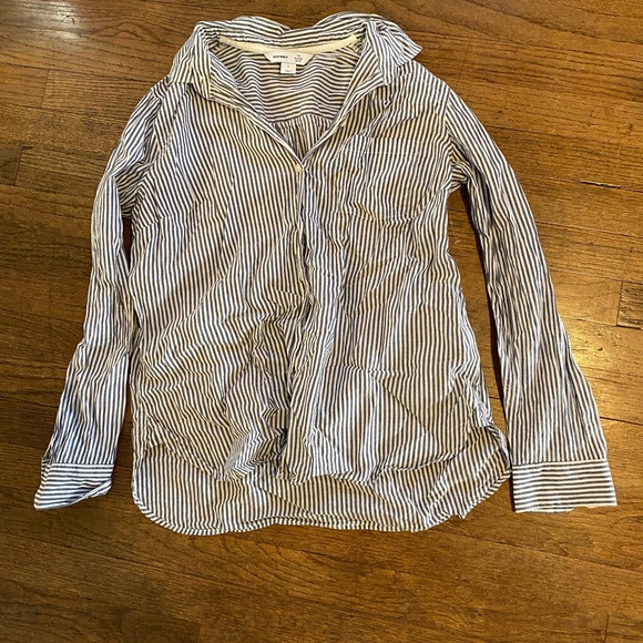 Striped Long Sleeve Button Down Blouse - Picture 1 of 3